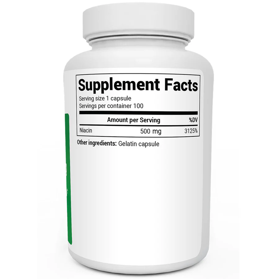 【新品上市！】煙酸 - 500 毫克維生素 B3 - 100 粒明膠膠囊(Niacin - 500 mg of Vitamin B3 - 100 Gelatin Capsules)