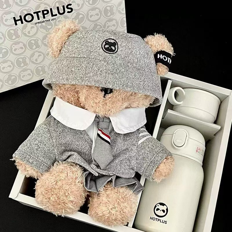 HOTPLUS bear thermos cup for women with good looks and cute water cup, birthday gift for couples, Chinese Valentine's Day (limited time offer, get a free bear sweater with purchase)