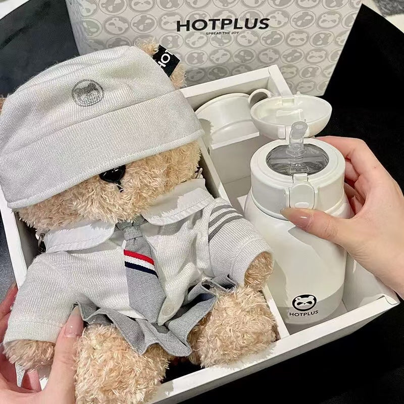 HOTPLUS bear thermos cup for women with good looks and cute water cup, birthday gift for couples, Chinese Valentine's Day (limited time offer, get a free bear sweater with purchase)
