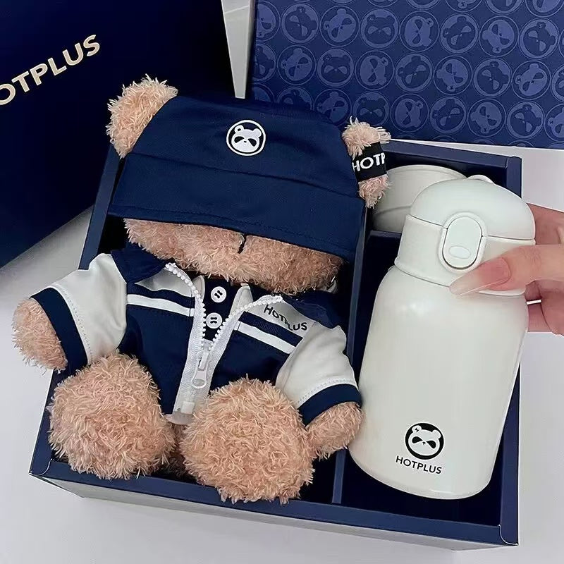 HOTPLUS bear thermos cup for women with good looks and cute water cup, birthday gift for couples, Chinese Valentine's Day (limited time offer, get a free bear sweater with purchase)
