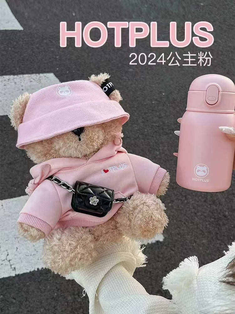 HOTPLUS bear thermos cup for women with good looks and cute water cup, birthday gift for couples, Chinese Valentine's Day (limited time offer, get a free bear sweater with purchase)
