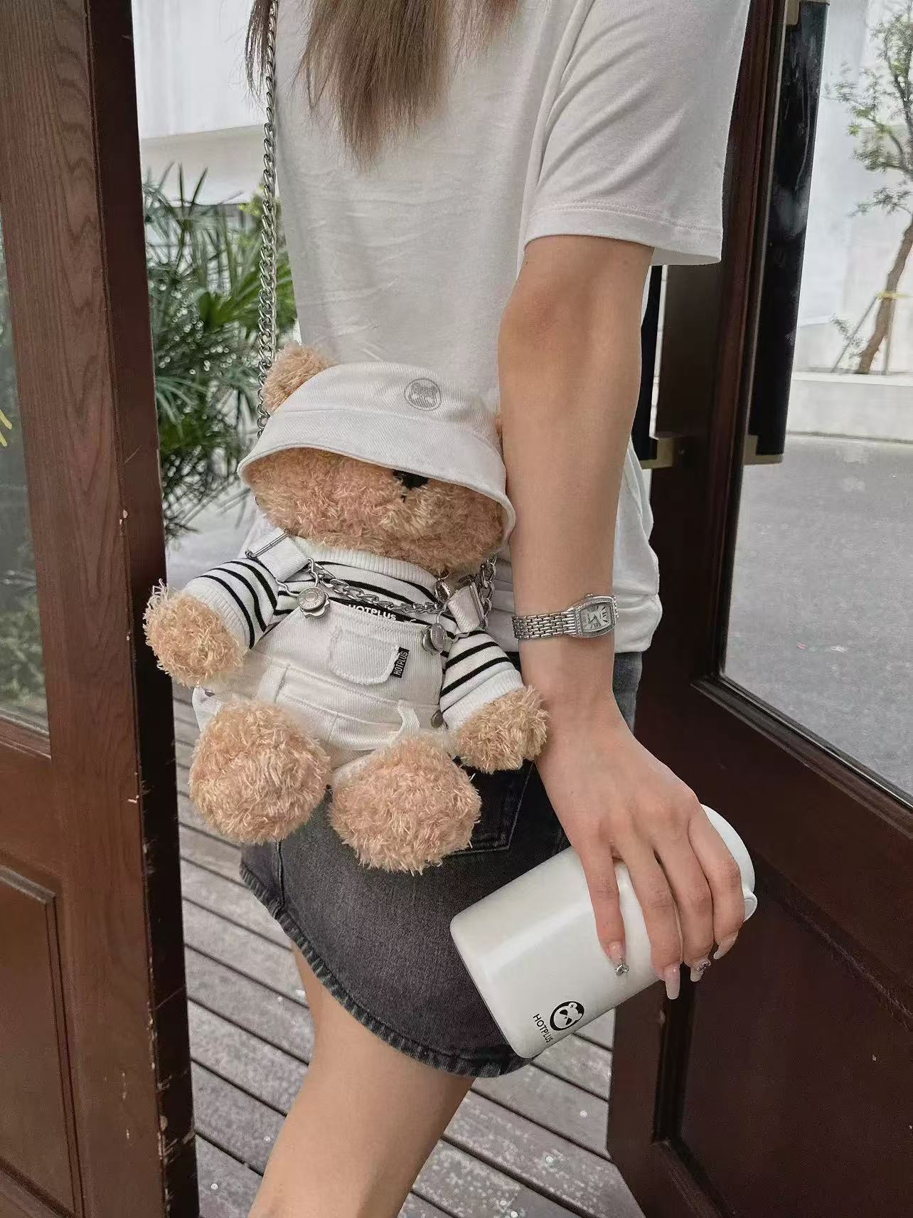 HOTPLUS bear thermos cup for women with good looks and cute water cup, birthday gift for couples, Chinese Valentine's Day (limited time offer, get a free bear sweater with purchase)