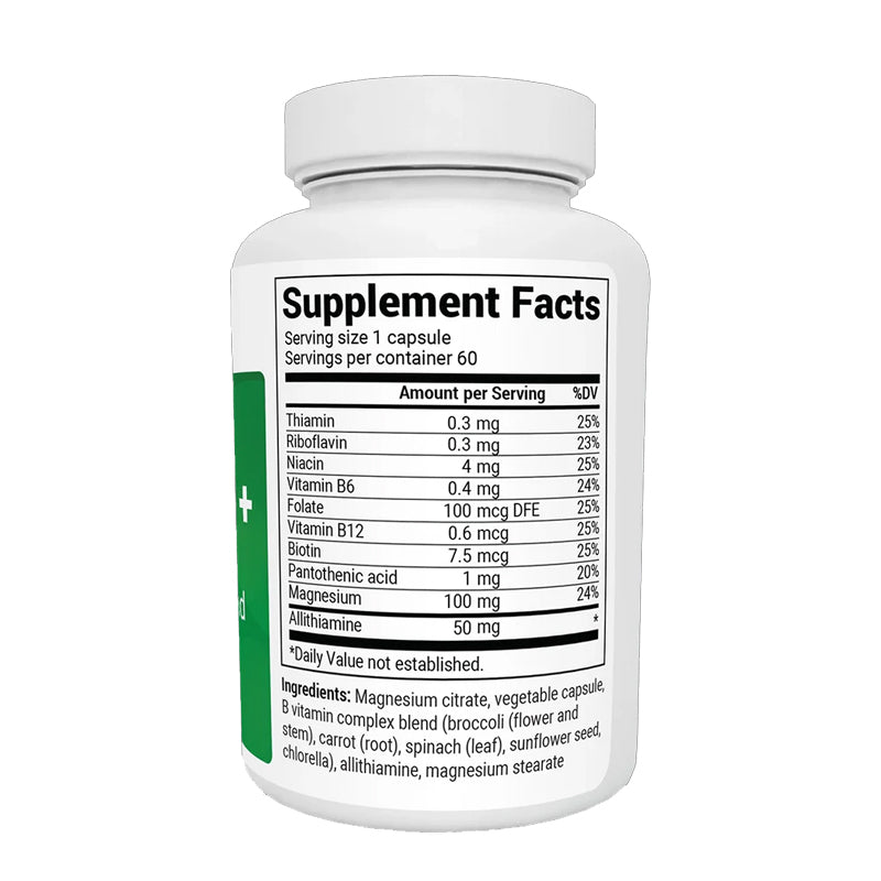 天然維生素 B1+ 蒜硫胺與 B 複合物混合物 - 60 粒膠囊(Natural Vitamin B1+ Allithiamine with B Complex Blend - 60 Capsules)