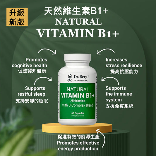 天然維生素 B1+ 蒜硫胺與 B 複合物混合物 - 60 粒膠囊(Natural Vitamin B1+ Allithiamine with B Complex Blend - 60 Capsules)