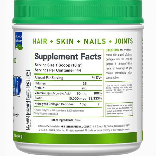 膠原蛋白肽粉+維生素WITH BIOTIN & VITAMIN C COLLAGEN PEPTIDES POWDER + VITAMINS
