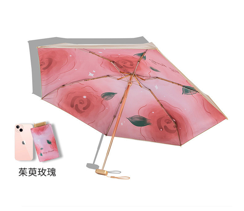 清涼一夏！鈦金玫瑰系列晴雨防曬六折傘，阻隔99%紫外線，高顏值小巧便捷UPF50+