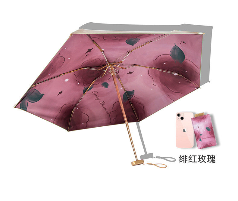 a cool summer! Titanium rose series sun protection six-fold umbrella, blocking 99% of ultraviolet rays, beautiful, compact and convenient UPF50+