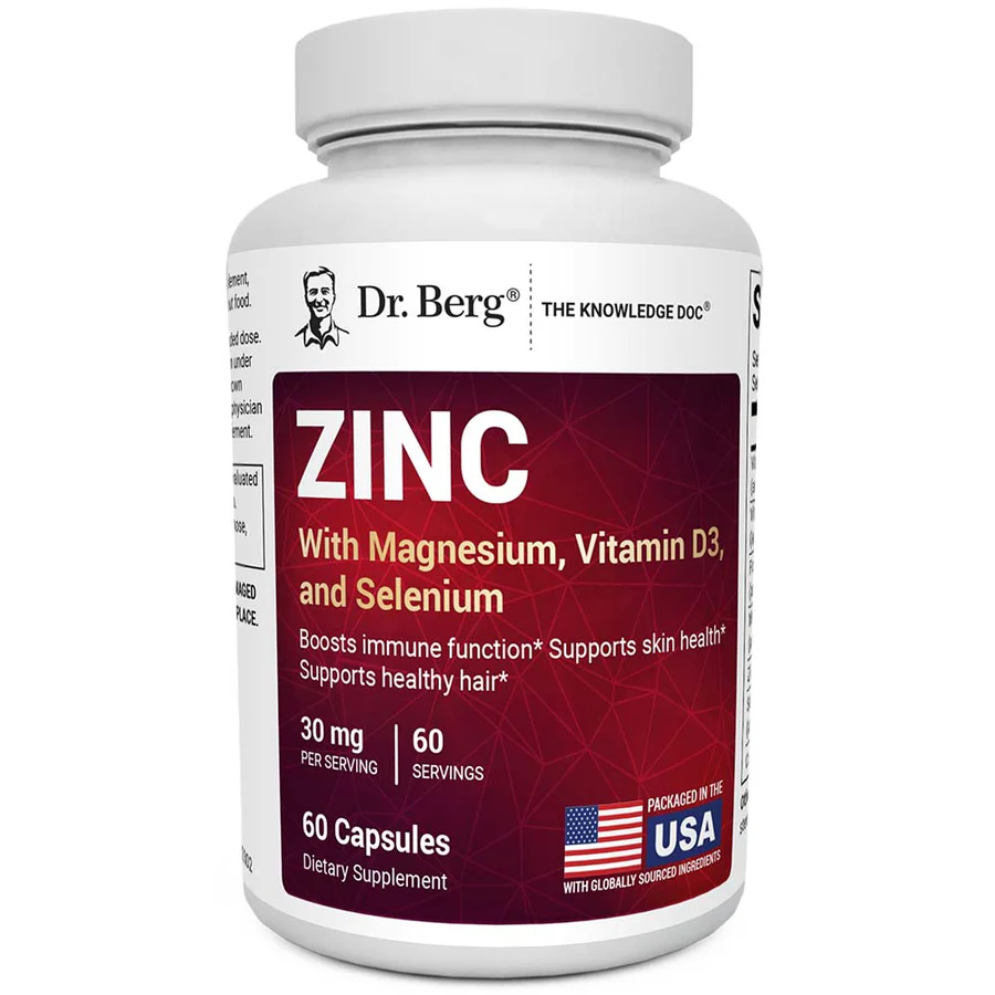含鎂、維生素 D3 和硒的鋅 (Zinc with Magnesium, Vitamin D3 and Selenium – 30 mg of Zinc – 60 vegetable capsules)