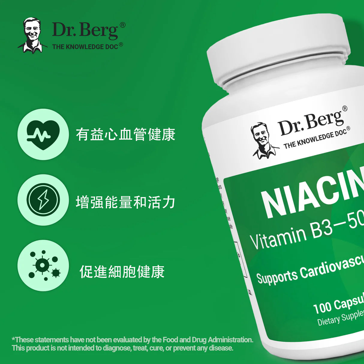 [New product on the market!] Niacin - 500 mg of Vitamin B3 - 100 Gelatin Capsules