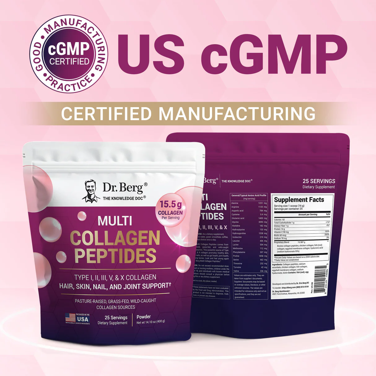 (Pre-order)
 Multiple Collagen Peptides – 15.5 g of Collagen per serving – Grassfed, Pasture Raised and Wild Caught Collagen Sources – 25 servings