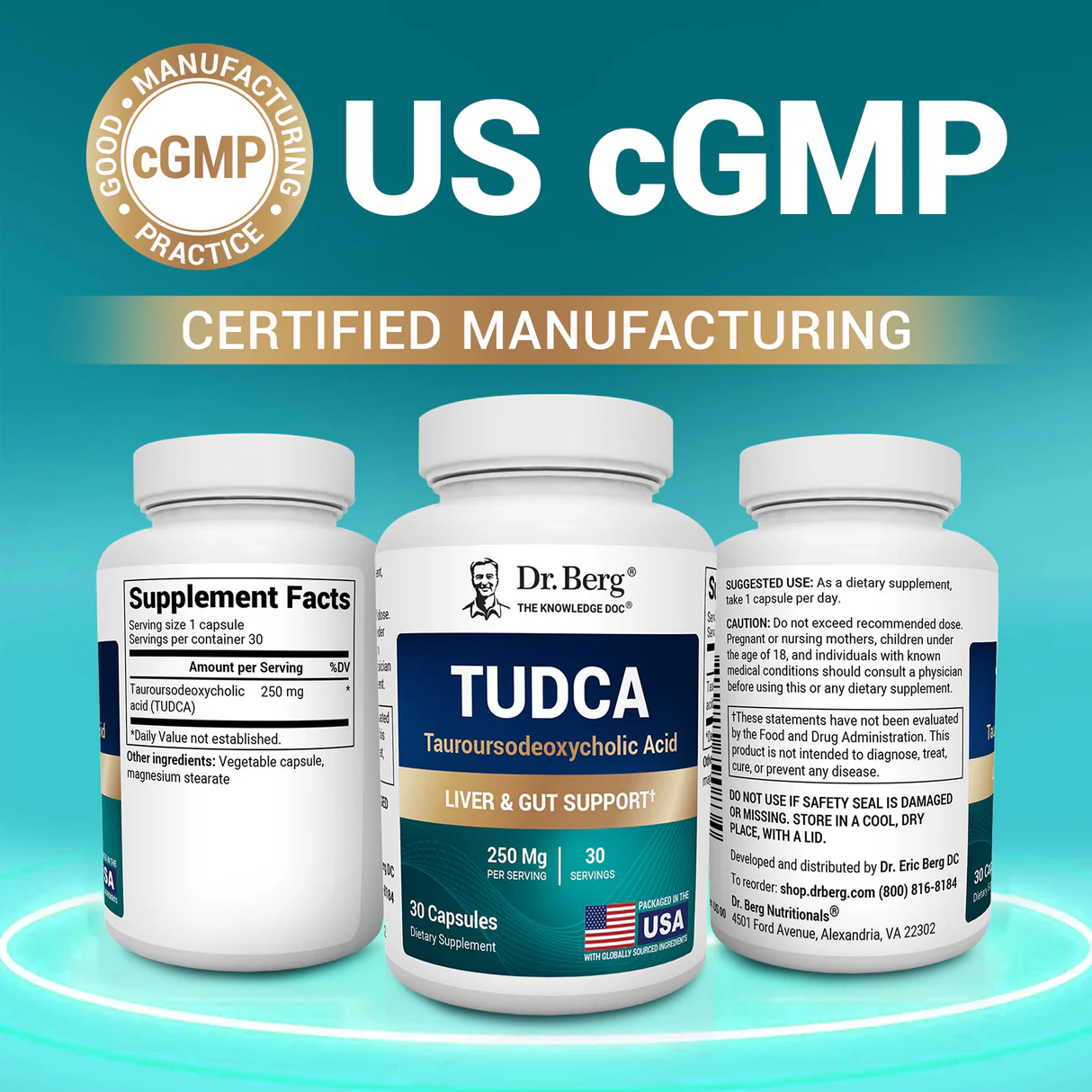 TUDCA - 250 毫克牛磺熊去氧膽酸 - 30 粒素食膠囊(TUDCA - 250 mg of Tauroursodeoxycholic Acid - 30 Vegetable Capsules)