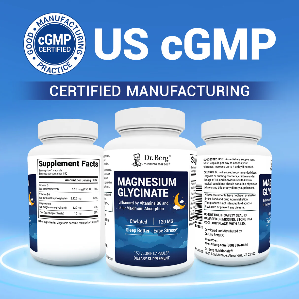 Magnesium Glycinate - capsules｜Magnesium Glycinate - with Vitamin D3 B6 and Zinc - Vegetarian Capsules