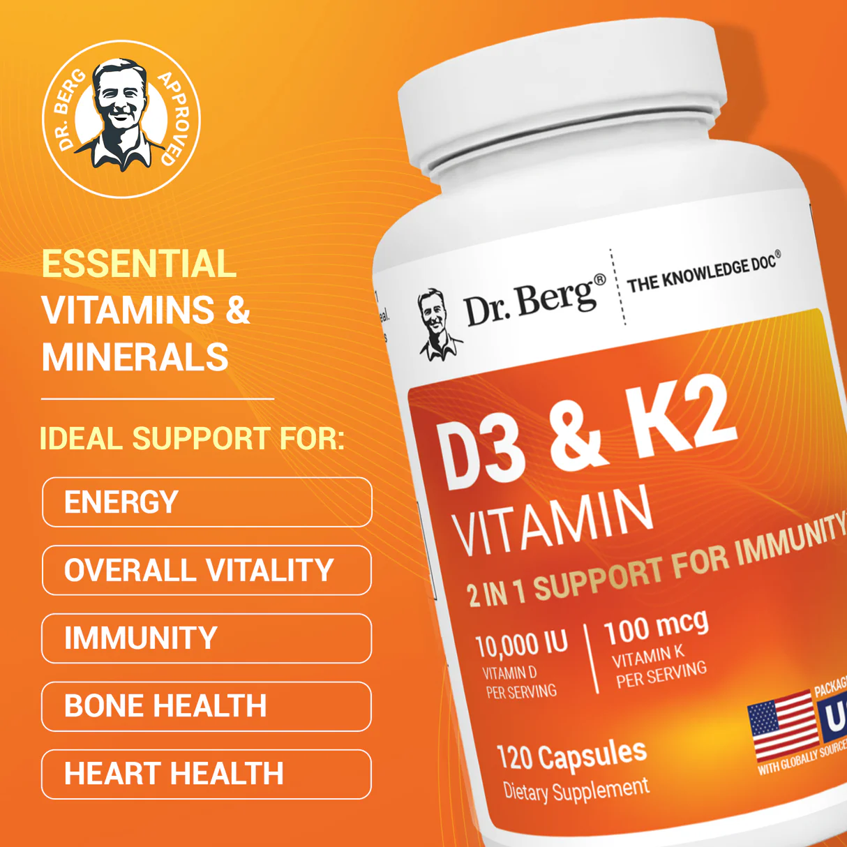 Dr. Berg's Vitamin D3 K2｜维生素D3&amp;K2