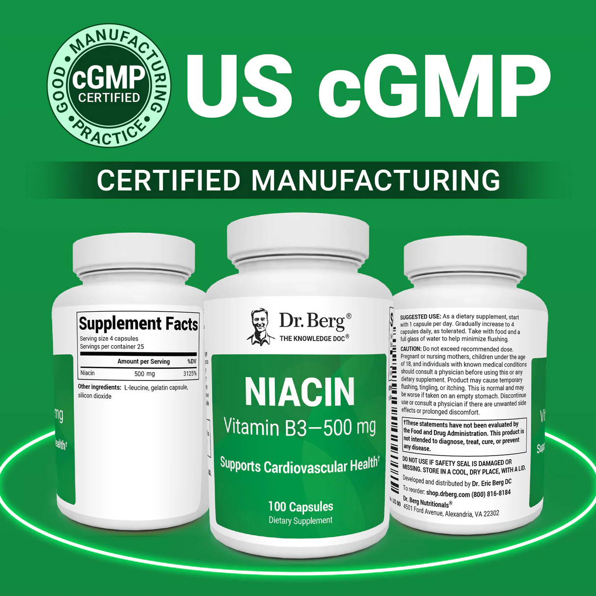 [New product on the market!] Niacin - 500 mg of Vitamin B3 - 100 Gelatin Capsules