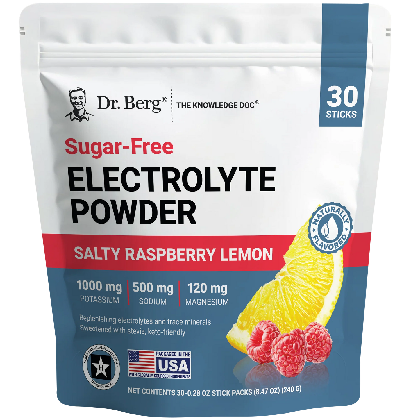 🥤 Dr. Berg 黃金比例電解質粉（鹹覆盆子檸檬口味）|Electrolyte Powder Salty Raspberry Lemon