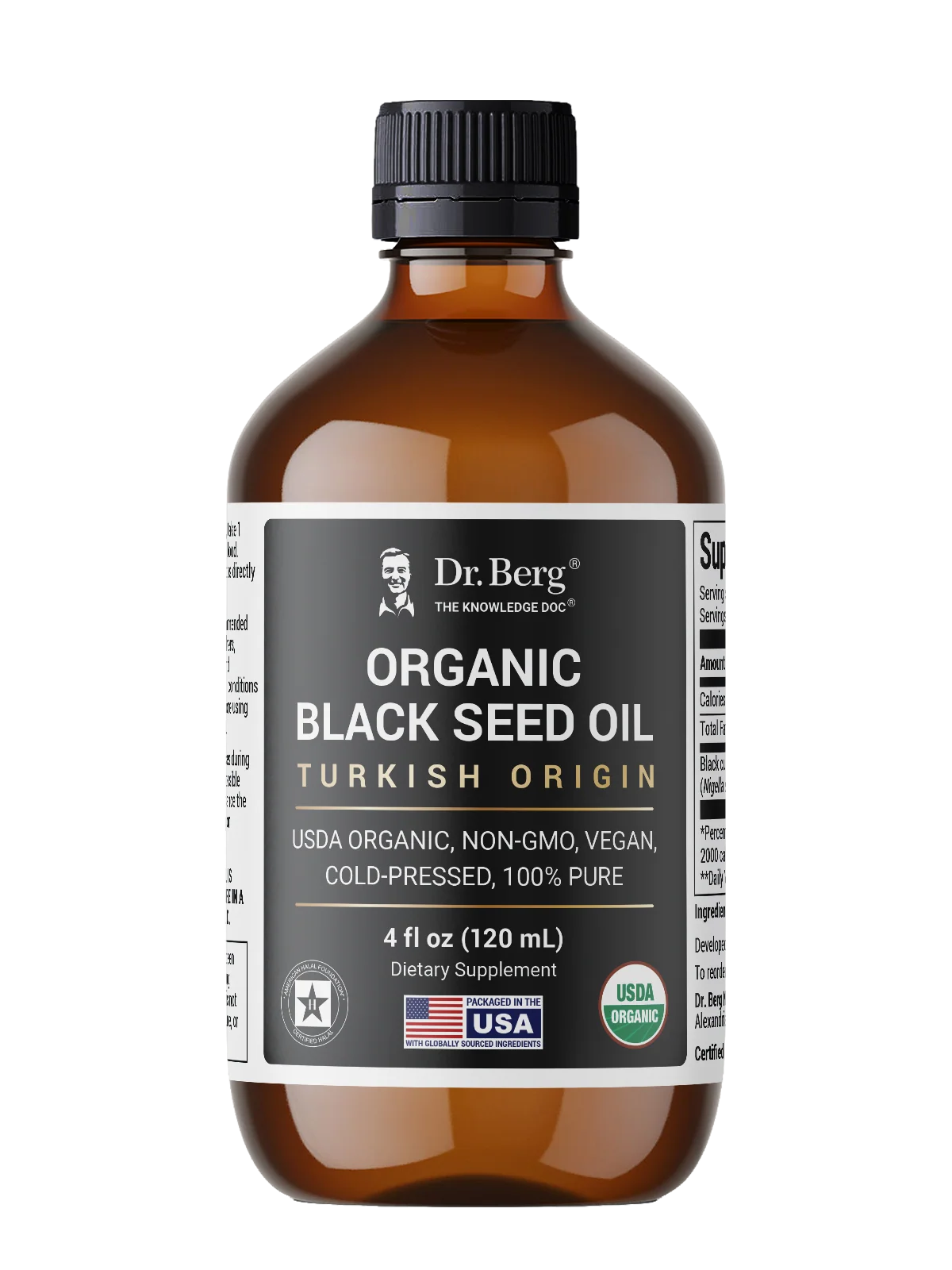 【古法養生黑寶石】Dr. Berg 專利冷壓有機黑籽油 – 4 fl oz 玻璃瓶裝