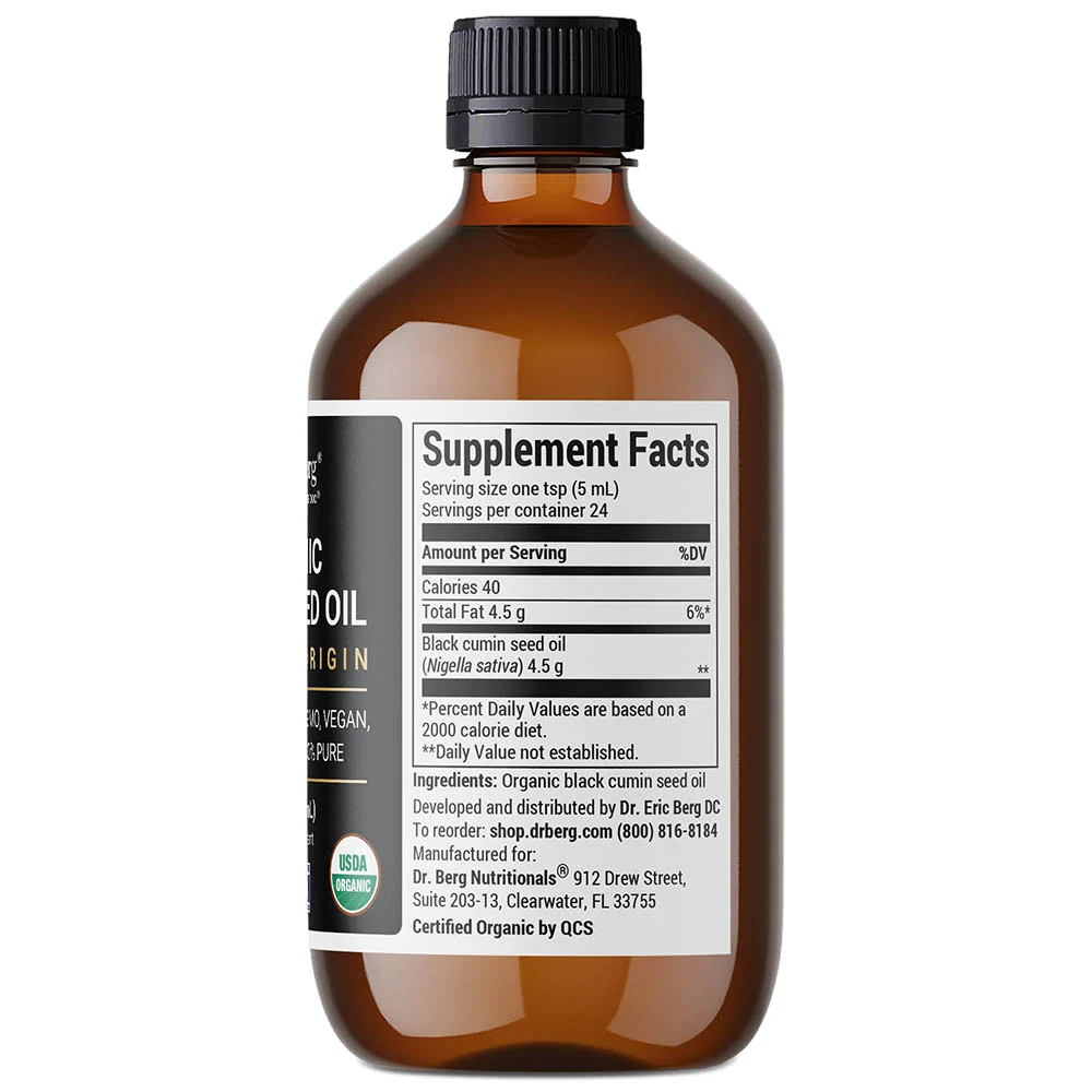 【古法養生黑寶石】Dr. Berg 專利冷壓有機黑籽油 – 4 fl oz 玻璃瓶裝