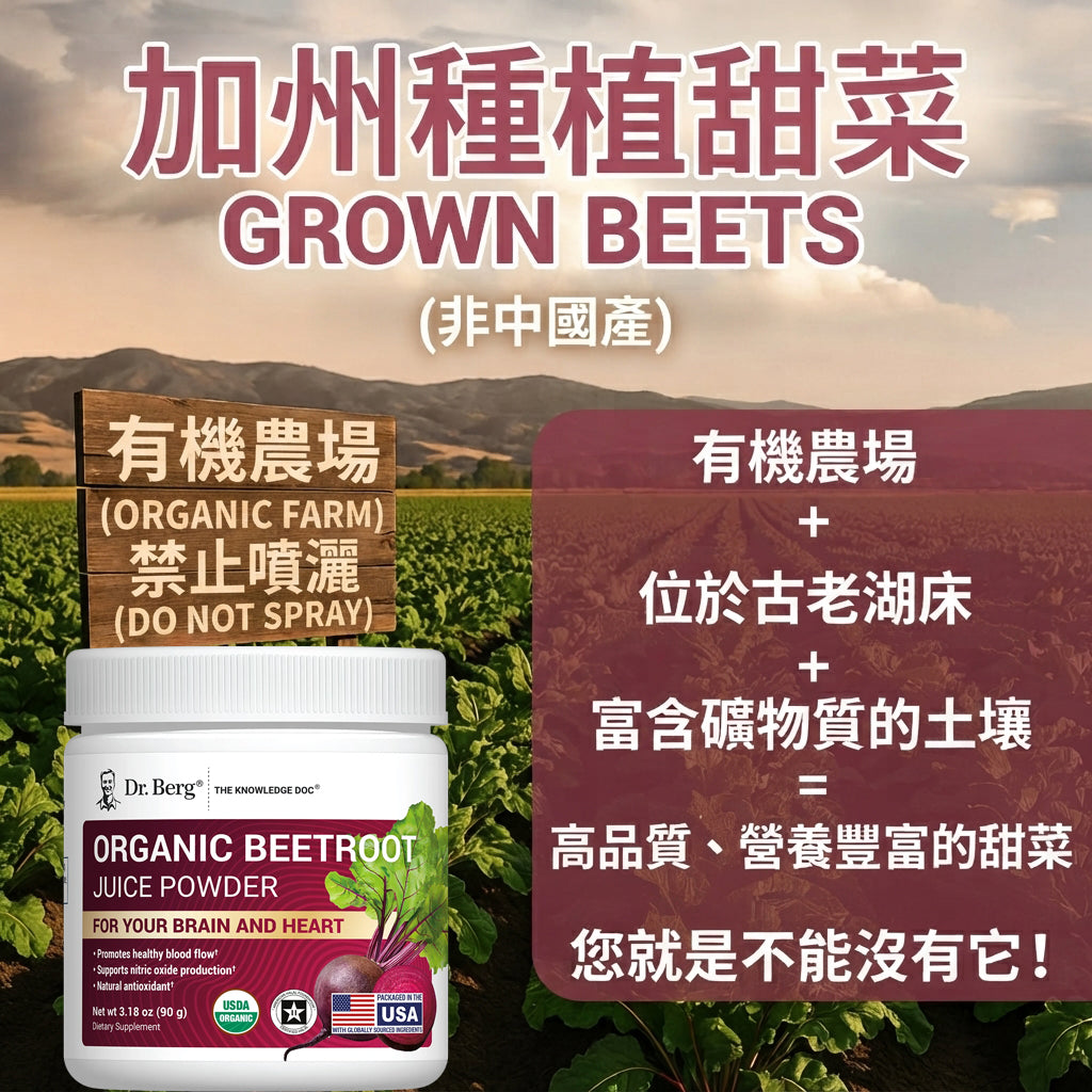 【超級抗氧紅寶石】Dr. Berg 有機低溫脫水甜菜根果汁粉 – 3.18oz 隨身罐