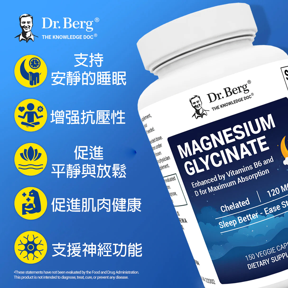 Magnesium Glycinate - capsules｜Magnesium Glycinate - with Vitamin D3 B6 and Zinc - Vegetarian Capsules