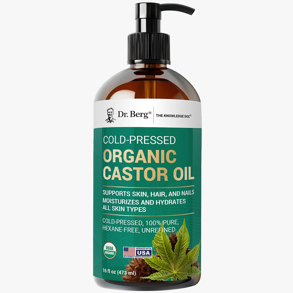 Organic Cold-Pressed Pure Castor Oil (Hexane-Free) — Natural Anti-Aging・Intensive Nourishment・Hair Repair (473ml/16oz)/Organic Castor Oil – Cold-Pressed, Pure, Hexane-Free