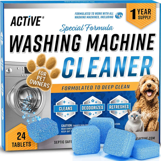 【ACTIVE】Pet Washing Machine Cleaner 🐾 Bio-Enzyme Deep Descaling Tablets (24 tablets/1-year supply)｜Powerful Hair Removal・Urine Odor Decomposition・Mold and Mildew Removal・Septic Tank Safe